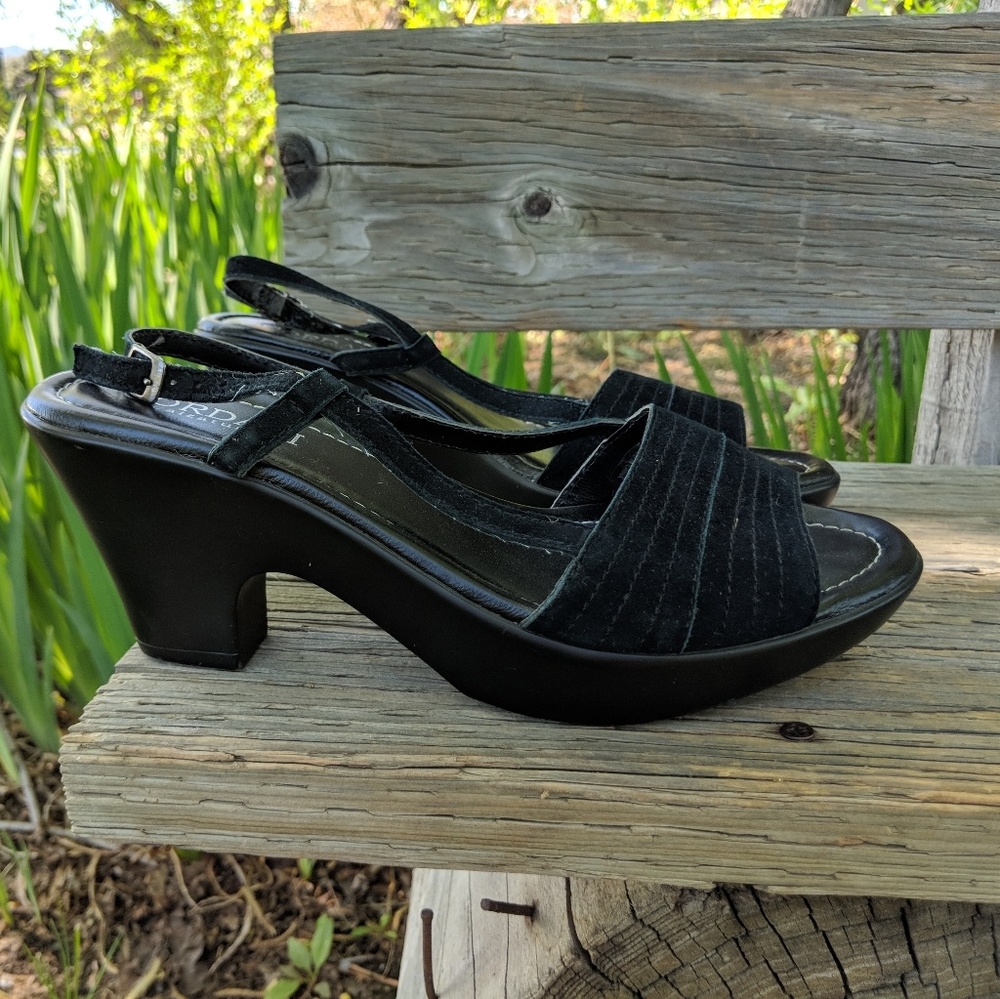 Black Strappy Wedge Sandals